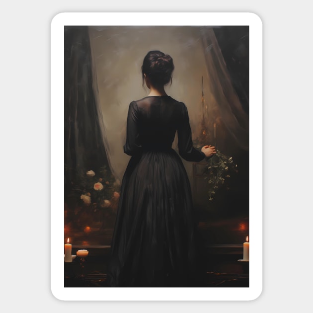 victorian lady in castle Sticker by Ghiblistrokes